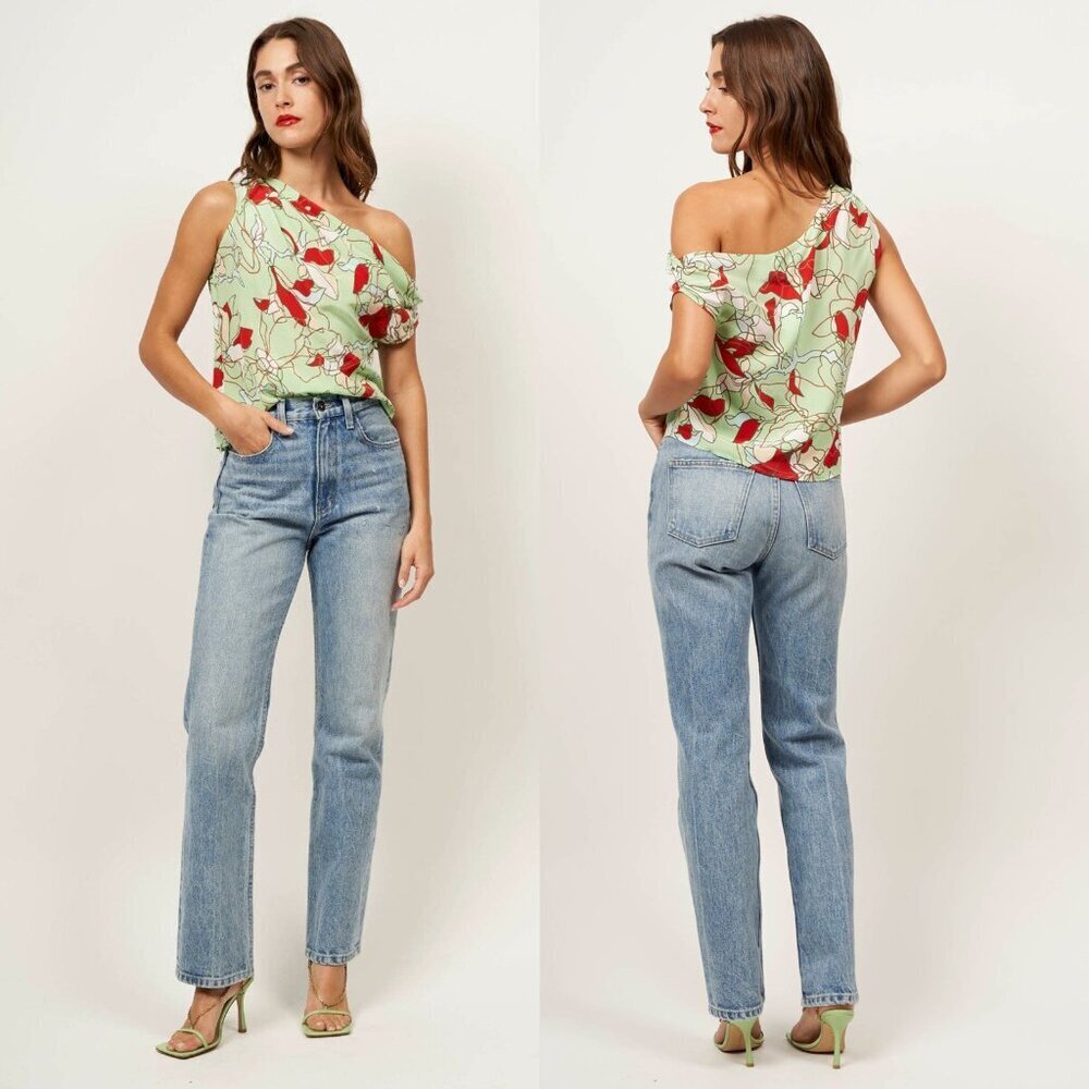NWT New $225 Equipment Oriana Silk One-Shoulder Floral Top Size S